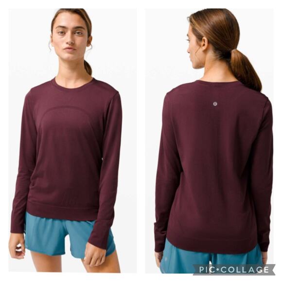 lululemon athletica Tops - Lululemon Swiftly Breathe Long Sleeve Top Cassis Purple Size 10